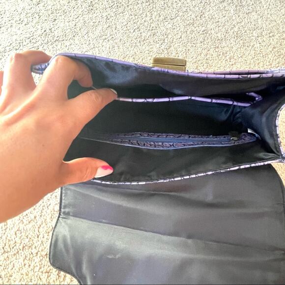 The Emily Bag Chic Purple Croc Embossed Top Handle Mini Satchel Gold Turn Lock - Picture 7 of 15